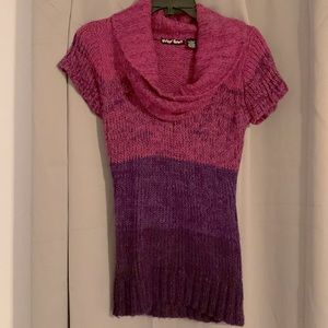 Pink & purple ombré short sleeved sweater with cowl neck. Perfect condition.